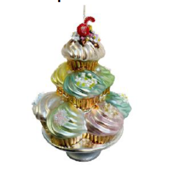 Glass cupcake stand ornament 14cm