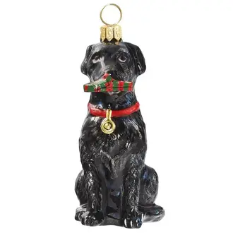 Joy to the World Collectibles Black Lab with Tartan Plaid Slipper