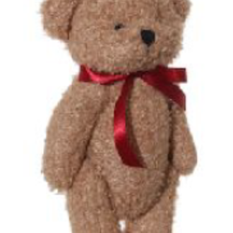 Teddy bear brown w/red bow 21cm