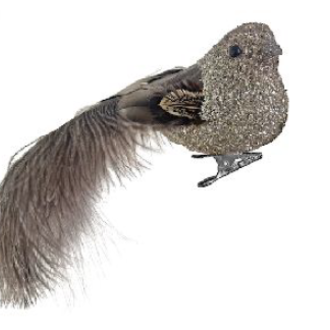 Feather bird silver glitter