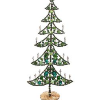 Jewel tree w/candles green 32cm