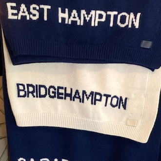 East Hampton Cashmere Throw - Navy w/ Cream