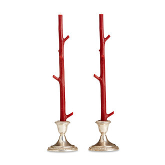 Stick Candles Hickory - Pair - Dark Cherry - 15"