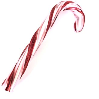 Glass candy cane ornamentred, white 17cm/7"