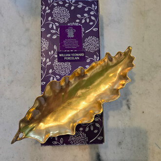William Yeoward Crystal Gold Oak Leaf Dish*