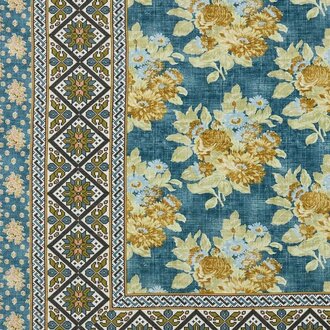 D'Ascoli Tatiana Tablecloth - Blue/Gold 124" x 88"