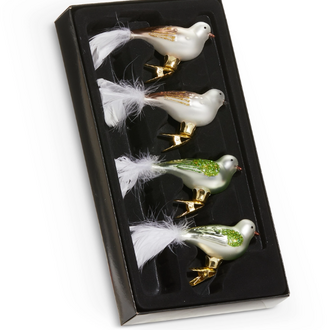 Green and Brown Clip on Bird Orn - Set