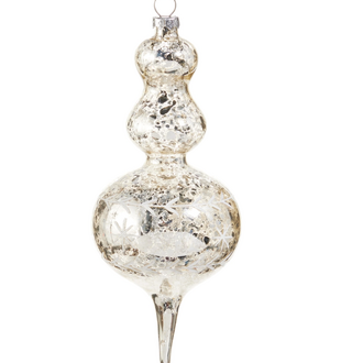 Silver Mercury Glass Finial Ornament 6.5"