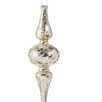 Silver Mercury Glass Finial Orn