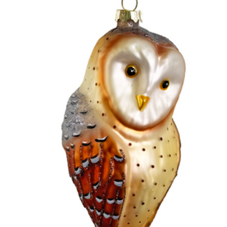 Glass owl ornament mat gold brown 12,5cm
