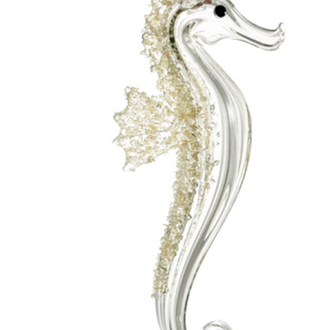 Glass seahorse clear frosted back 13,5cm