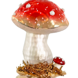 Glass mushroom wooden clip 10cm