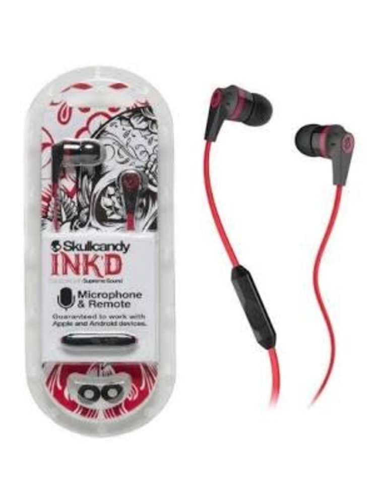 Skullcandy Skullcandy Ink'd Earbud Headphones with Mic Black/Red