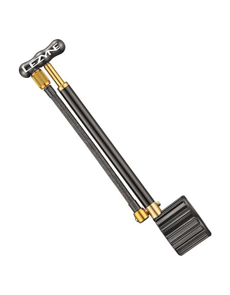 Black Lezyne Shock Drive Pump with Braided Hose and 400psi Gauge