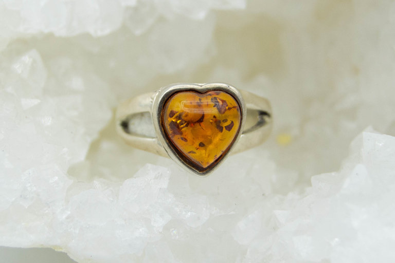 Bague Ambre - Coeur