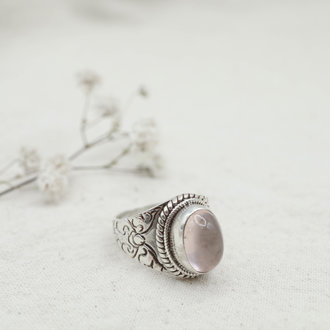Bague Quartz Rose - Fougère Bague Quartz Rose - Fougère