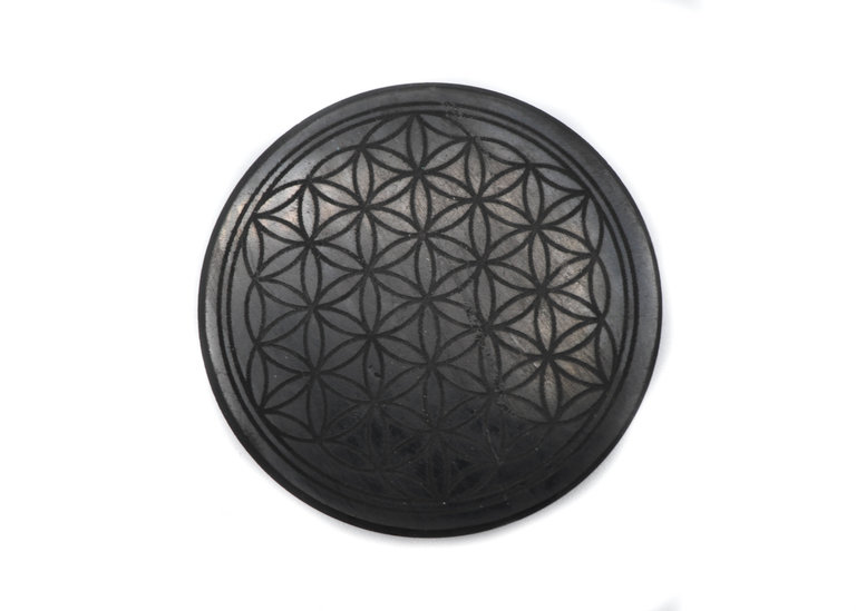 Shungite plaque aimantée - Fleur de vie