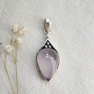 Pendentif Quartz Rose - Goutte Pendentif Quartz Rose - Goutte