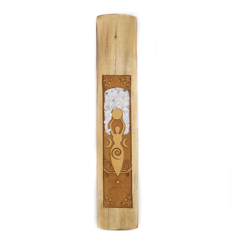 Porte-encens bois - Déesse Pierre de lune