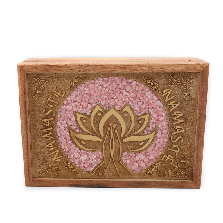 Wood box - Namaste Rose Quartz