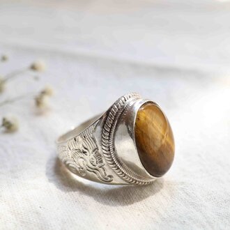 Tiger Eye Ring - Dragon Tiger Eye Ring - Dragon