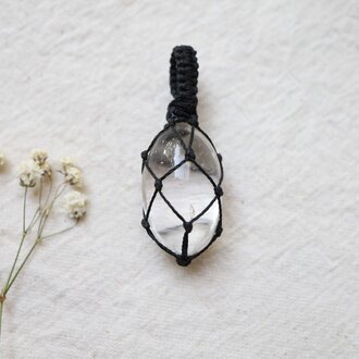 Pendentif Quartz Clair macramé - Filet