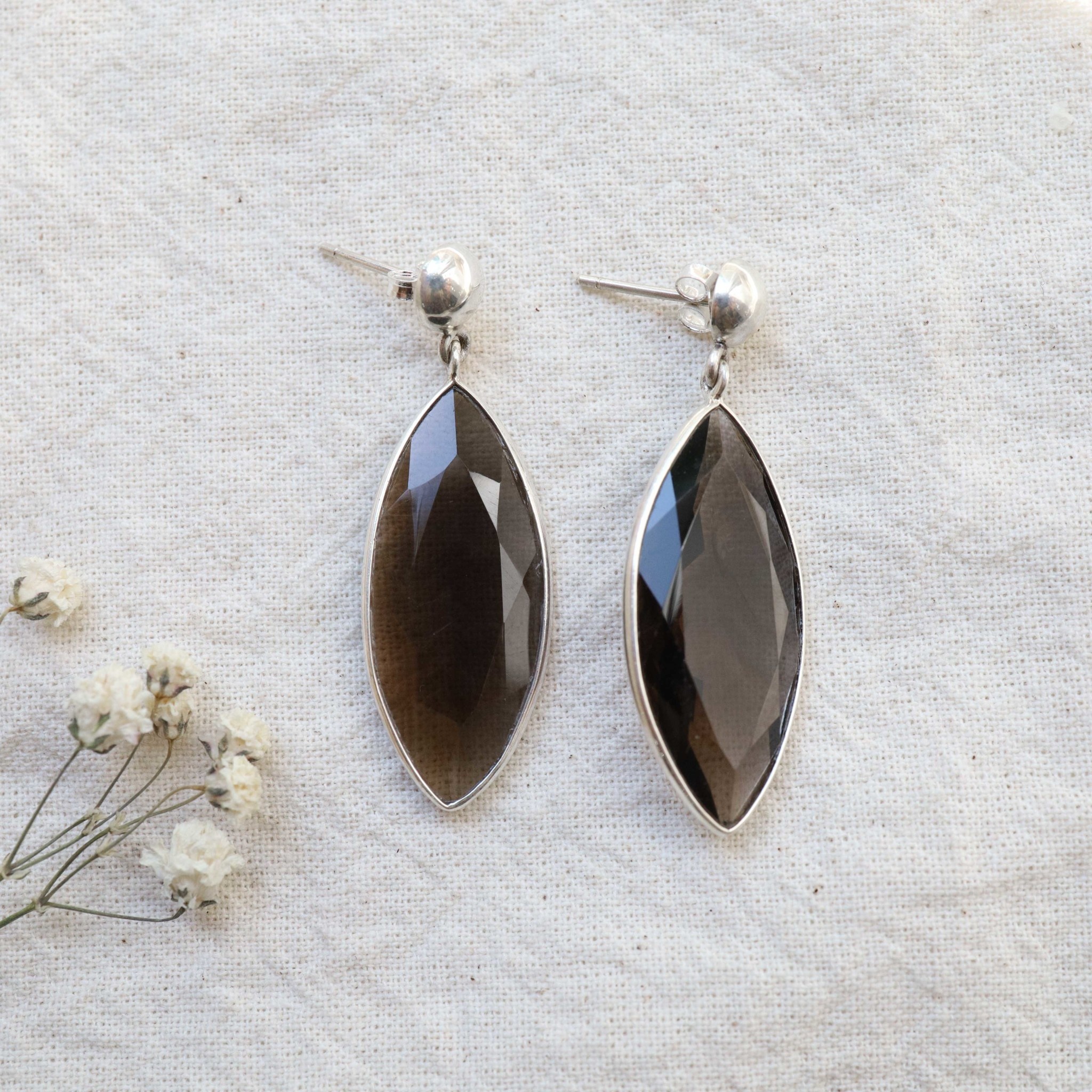 Smoky Quartz Earrings - Marquise