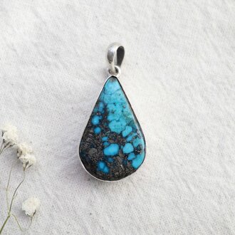Pendentif Turquoise & Pyrite - Goutte