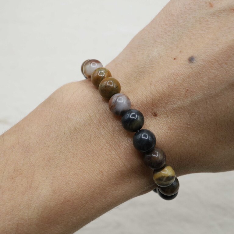 Petrified wood bracelet - Beads 8mm