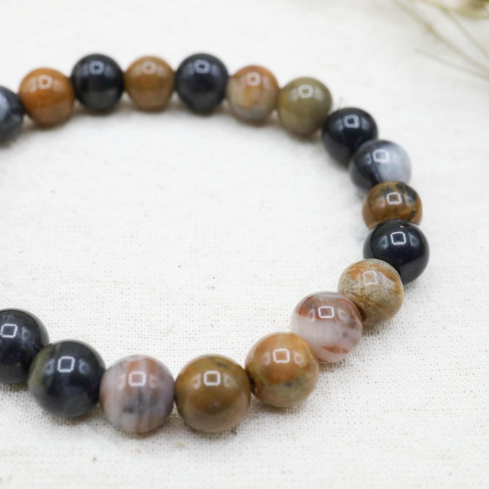 Petrified wood bracelet - Beads 8mm