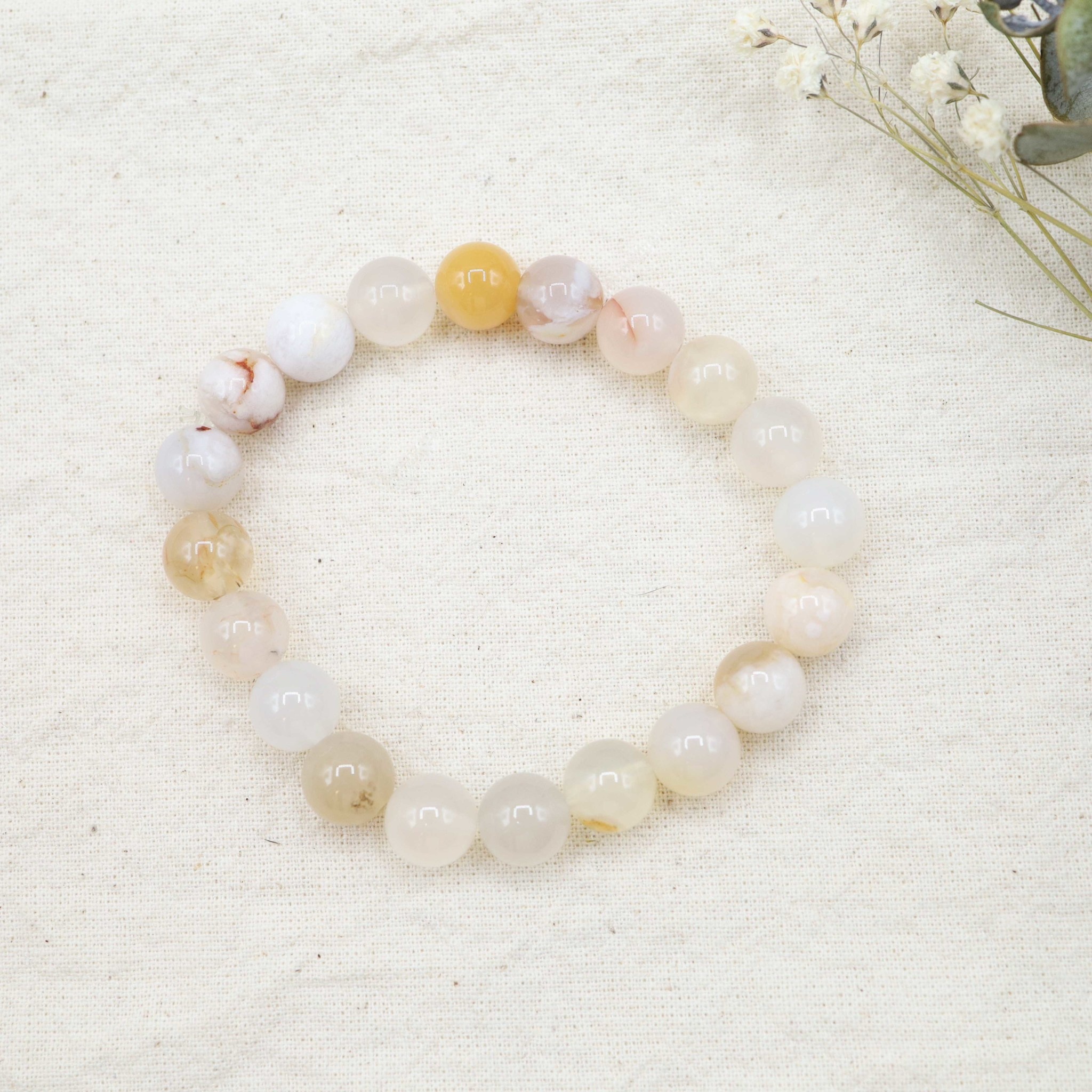 Flower Agate Bracelet - 8mm