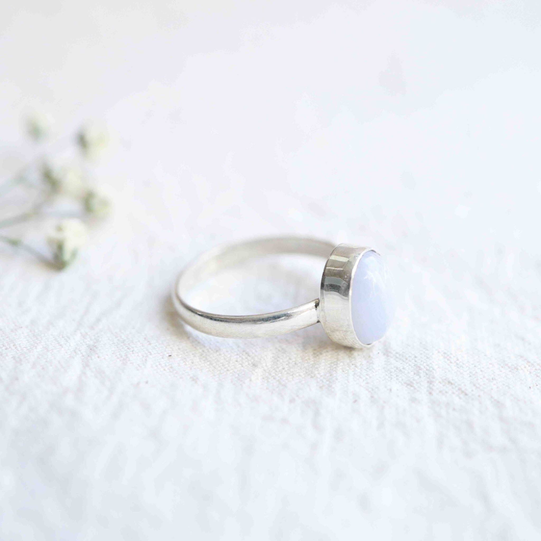 Blue Lace Agate Ring - Simple
