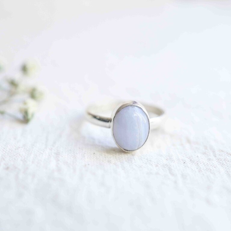 Blue Lace Agate Ring - Simple