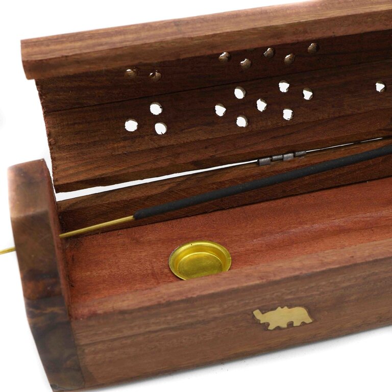 Porte-encens en bois - Coffret éléphant