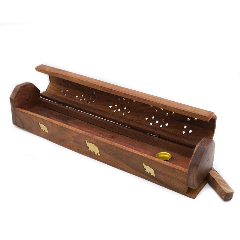 Porte-encens en bois - Coffret éléphant