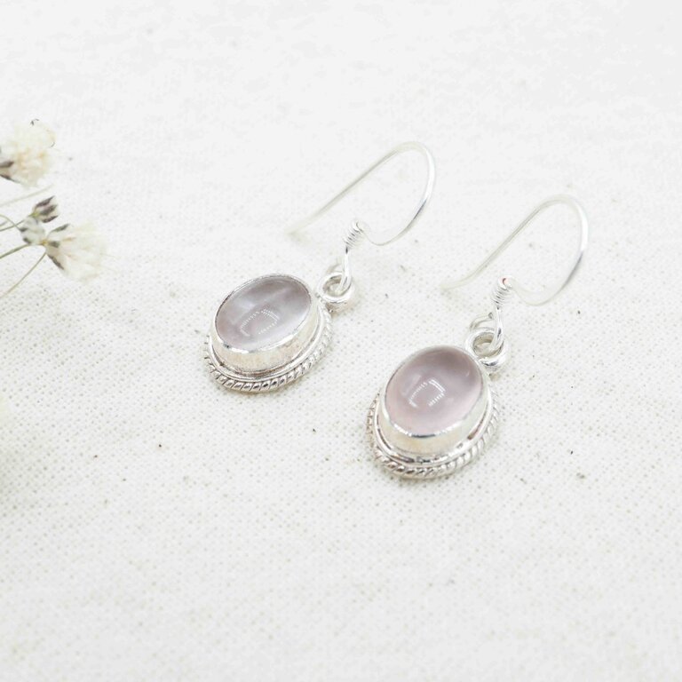 Boucles d'oreilles Quartz rose - Hortensia