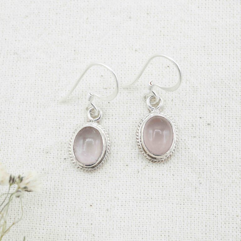 Boucles d'oreilles Quartz rose - Hortensia