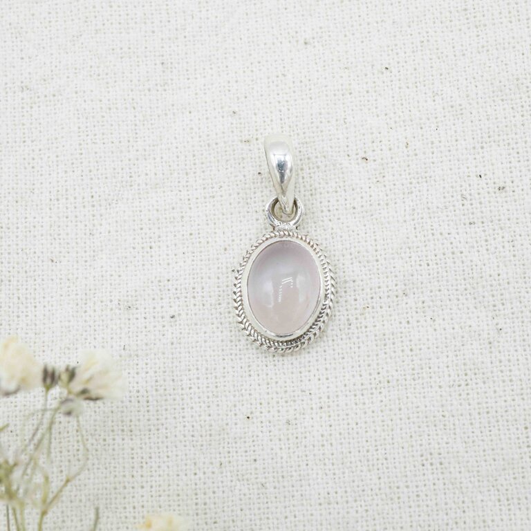 Pendentif Quartz rose - Hortensia