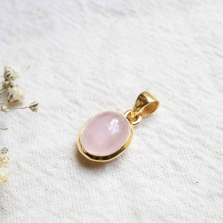 Rose Quartz Pendant - Gold Plated