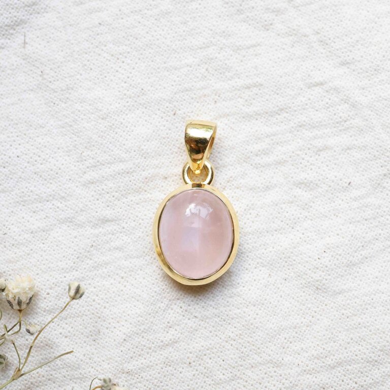 Pendentif Quartz rose - Plaqué or