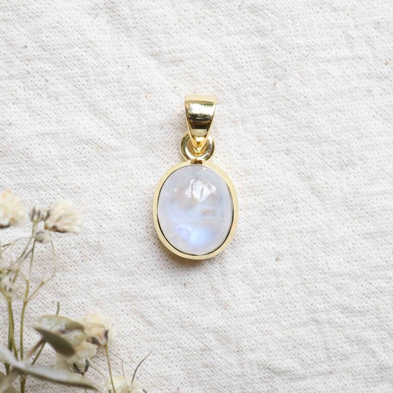 Rainbow Moonstone Pendant - Gold Plated