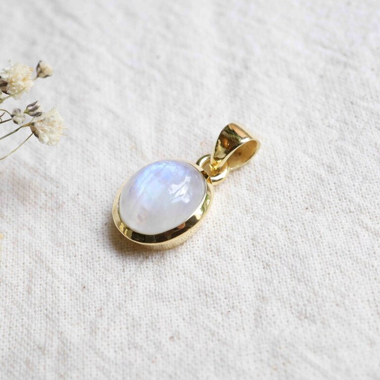 Rainbow Moonstone Pendant - Gold Plated