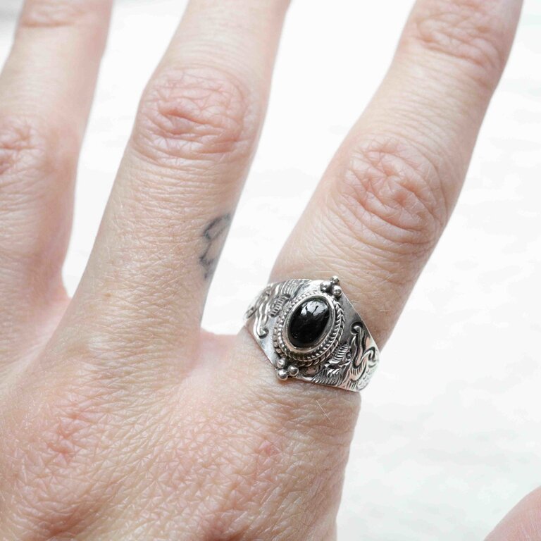 Black Tourmaline Ring - Draco