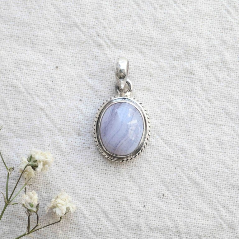 Blue Lace Agate Pendant - Hortensia