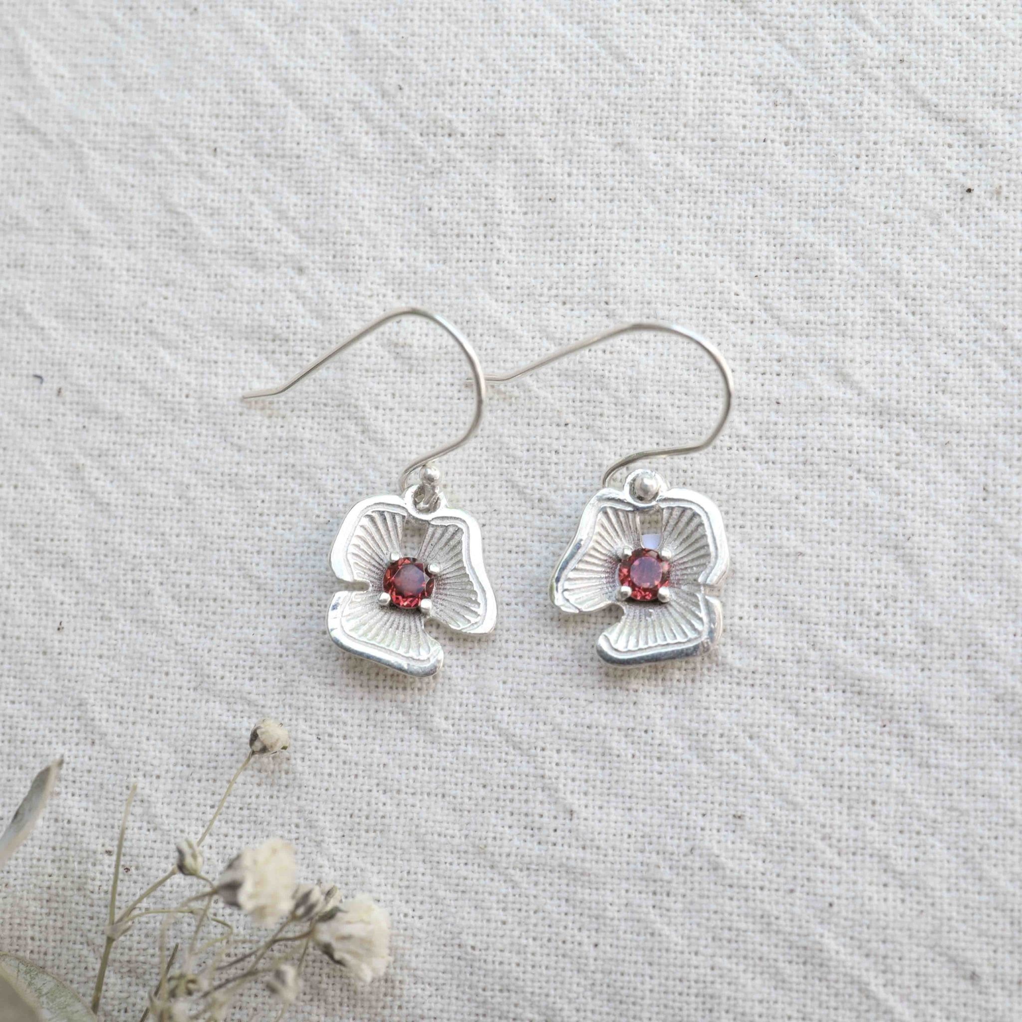 Garnet Earrings - Hydrangea