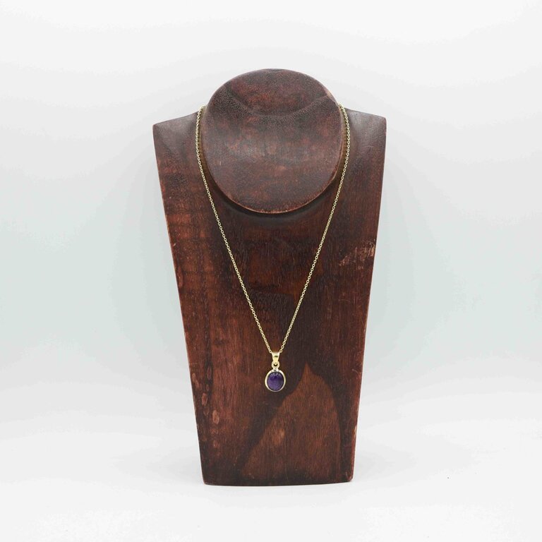 Pendentif Améthyste - Plaqué or ovale