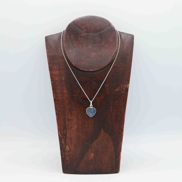 Pendentif Labradorite - Coeur facetté