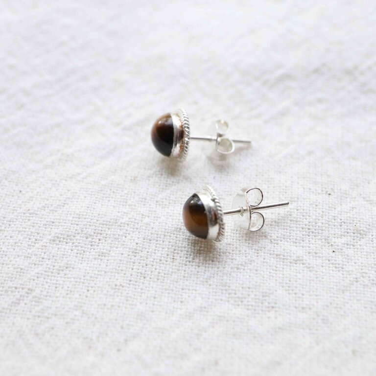 Boucles d'oreilles Oeil de tigre - Rond