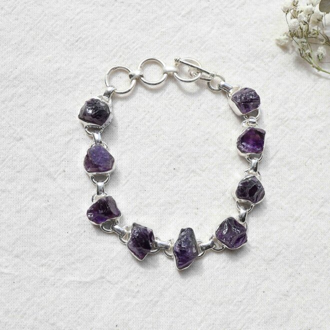 Bracelet Manchette En Argent 925 Avec Pierre Citrine Jaune - Fait Main - Réglable 7-8 Pouces