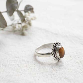 Bague Oeil de tigre - Pivoine Bague Oeil de tigre - Pivoine